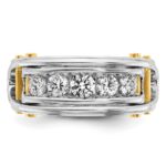 IBGoodman 14k Two-tone Men's Polished Grooved and Cut-Out 5-Stone 1 Carat AA Quality Diamond Ring - Image 6