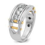 IBGoodman 14k Two-tone 1 carat Lab Grown Diamond VS/SI+ G+ Five Stone Complete Polished and Cut Out Men's Ring - Image 6
