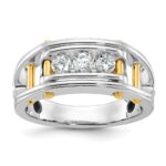 IBGoodman 14k Two-tone Men's Polished Grooved and Cut-Out 3-Stone 1/2 Carat AA Quality Diamond Ring