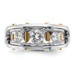 IBGoodman 14k Two-tone Men's Polished 3-Stone 1 Carat AA Quality Diamond Ring - Image 6