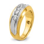 IBGoodman 14k Two-tone Men's Polished and Grooved 5-Stone Ring Mounting - Image 7