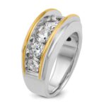 14k Two-tone IBGoodman Men's Polished 7-Stone Ring Mounting - Image 8