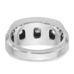 IBGoodman 14k White Gold Men's Polished and Satin 3-Row 2 1/8 Carat AA Quality Diamond Ring - Image 7
