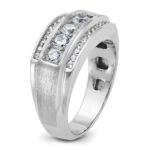 IBGoodman 14k White Gold Men's Polished and Satin 3-Row 2 1/8 Carat AA Quality Diamond Ring - Image 8