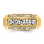 IBGoodman 14k 1 7/8 carat Lab Grown Diamond VS/SI+ G+ Complete Polished and Satin Three Row Men's Ring - Image 4