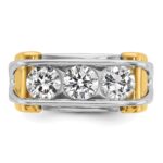 14k Two-tone IBGoodman Men's Polished 3-Stone Ring Mounting - Image 6