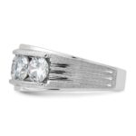 True Origin IBGoodman 14k White Gold 3 1/2 carat Lab Grown Diamond VS+ F+ Five Stone Complete Polished Brushed and Grooved Men's Ring - Image 3