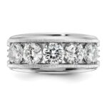 True Origin IBGoodman 14k White Gold 3 1/2 carat Lab Grown Diamond VS+ F+ Five Stone Complete Polished Brushed and Grooved Men's Ring - Image 5