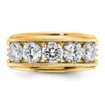 True Origin IBGoodman 14k 3 1/2 carat Lab Grown Diamond VS+ F+ Five Stone Complete Polished Brushed and Grooved Men's Ring - Image 5