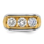 IBGoodman 14k Two-tone Men's Polished and Grooved 3-Stone Ring Mounting - Image 6