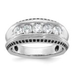 IBGoodman 14k White Gold Men's Polished and Textured 5-Stone Ring Mounting