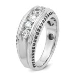 IBGoodman 14k White Gold Men's Polished and Textured 5-Stone Ring Mounting - Image 8