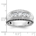 IBGoodman 14k White Gold Men's Polished and Textured 5-Stone Ring Mounting - Image 3
