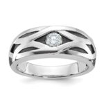 IBGoodman 14k White Gold Men's Polished Satin and Grooved Ring Mounting