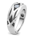 IBGoodman 14k White Gold Men's Polished Satin and Grooved Ring Mounting - Image 8