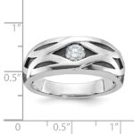 IBGoodman 14k White Gold Men's Polished Satin and Grooved Ring Mounting - Image 3