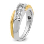 IBGoodman 14k Two-tone Men's Polished and Grooved 5-Stone 1/2 Carat AA Quality Diamond Ring - Image 8