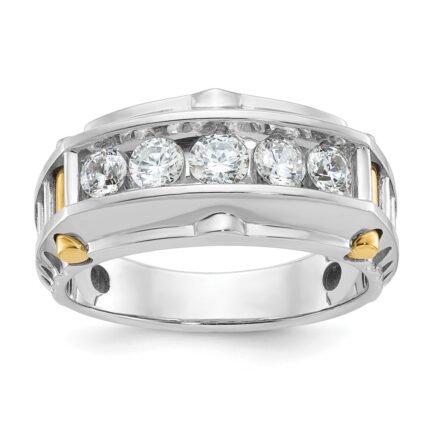 IBGoodman 14k Two-tone Men's Polished and Textured 5-Stone Ring Mounting