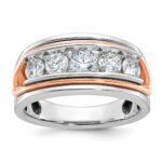 IBGoodman 14k White and Rose Gold Men's Polished and Cut-Out 5-Stone Ring Mounting