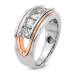 IBGoodman 14k Two Tone Rose and White Gold 1 1/2 carat Lab Grown Diamond VS/SI+ G+ Complete Five Stone Cut Out Men's Ring - Image 6