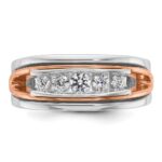 IBGoodman 14k Rose and White Gold Men's Polished Cut-Out 5-Stone 1/2 Carat AA Quality Diamond Ring - Image 6
