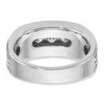 IBGoodman 14k White Gold Men's Polished Brushed and Grooved 5-Stone Ring Mounting - Image 7