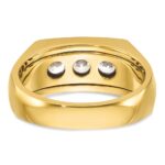 IBGoodman 14k Two-tone Men's Polished and Grooved 3-Stone Ring Mounting - Image 7