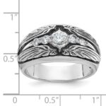 IBGoodman 14k White Gold with Black Rhodium Men's Polished and Textured 5-Stone 1/2 Carat AA Quality Diamond Ring - Image 3
