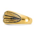 IBGoodman 10k with Black Rhodium Men's Polished and Textured Solitaire 1/2 Carat A Quality Diamond Ring - Image 5