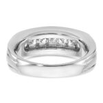IBGoodman 14k White Gold Men's Polished and Grooved 7-Stone Square 1 Carat AA Quality Diamond Ring - Image 7