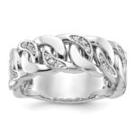 14k White Gold IBGoodman Men's Link Design 1/8 carat Diamond Complete Ring