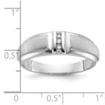 IBGoodman 14k White Gold Men's Polished and Satin 3-Stone 1/20 Carat AA Quality Diamond Ring - Image 3