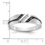 IBGoodman 14k White Gold Polished Satin and Grooved Men's Ring Mounting - Image 3