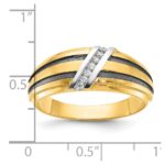 IBGoodman 14k with Black and White Rhodium Men's Polished Satin and Grooved 1/20 Carat AA Quality Diamond Ring - Image 3