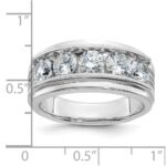 IBGoodman 14k White Gold 2 carat Lab Grown Diamond VS/SI+ G+ Five Stone Complete Polished Satin and Grooved Men's Ring - Image 7