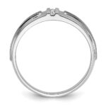 IBGoodman 14k White Gold Polished Satin and Grooved Five Stone Men's Ring Mounting - Image 2