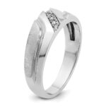 IBGoodman 10k White Gold Men's Polished Satin and Grooved 5-Stone 1/20 Carat A Quality Diamond Ring - Image 8