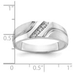 IBGoodman 14k White Gold Men's Polished Satin and Grooved 5-Stone 1/20 Carat AA Quality Diamond Ring - Image 3