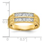 IBGoodman 14k Men's Polished Satin and Grooved 2-Row 5/8 Carat AA Quality Diamond Ring - Image 3