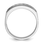 IBGoodman 14k White Gold Men's Polished Brushed and Grooved 9-Stone 1/2 Carat AA Quality Diamond Ring - Image 2