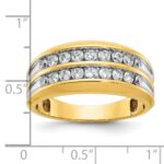 IBGoodman 14k with White Rhodium Men's Polished Two-Row 3/4 Carat AA Quality Diamond Ring - Image 3