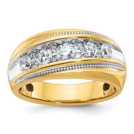 14k IBGoodman Men's Polished and Milgrain Ring Mounting