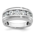 14k White Gold IBGoodman Men's Polished and Grooved Ring Mounting