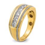 IBGoodman 14k with White Rhodium Men's Polished and Milgrain 1 Carat AA Quality Diamond Ring - Image 8
