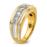 IBGoodman 14k with White Rhodium Men's Polished and Grooved 1 Carat AA Quality Diamond Ring - Image 8