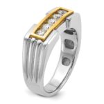 IBGoodman 14k Two-tone Men's Polished and Grooved 5-Stone 1/2 Carat AA Quality Diamond Ring - Image 8