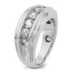 IBGoodman 14k White Gold Men's Polished and Grooved 2 Carat AA Quality Diamond Ring - Image 8