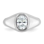 IBGoodman 14k White Gold 1 carat Lab Grown Diamond VS/SI+ G+ Oval Complete Men's Ring - Image 4