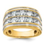 IBGoodman 14k with White Rhodium 2 carat Lab Grown Diamond VS/SI+ G+ Complete Two Row Men's Ring