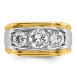 IBGoodman 14k Two-tone Men's Polished and Satin 3-Stone Ring Mounting - Image 4